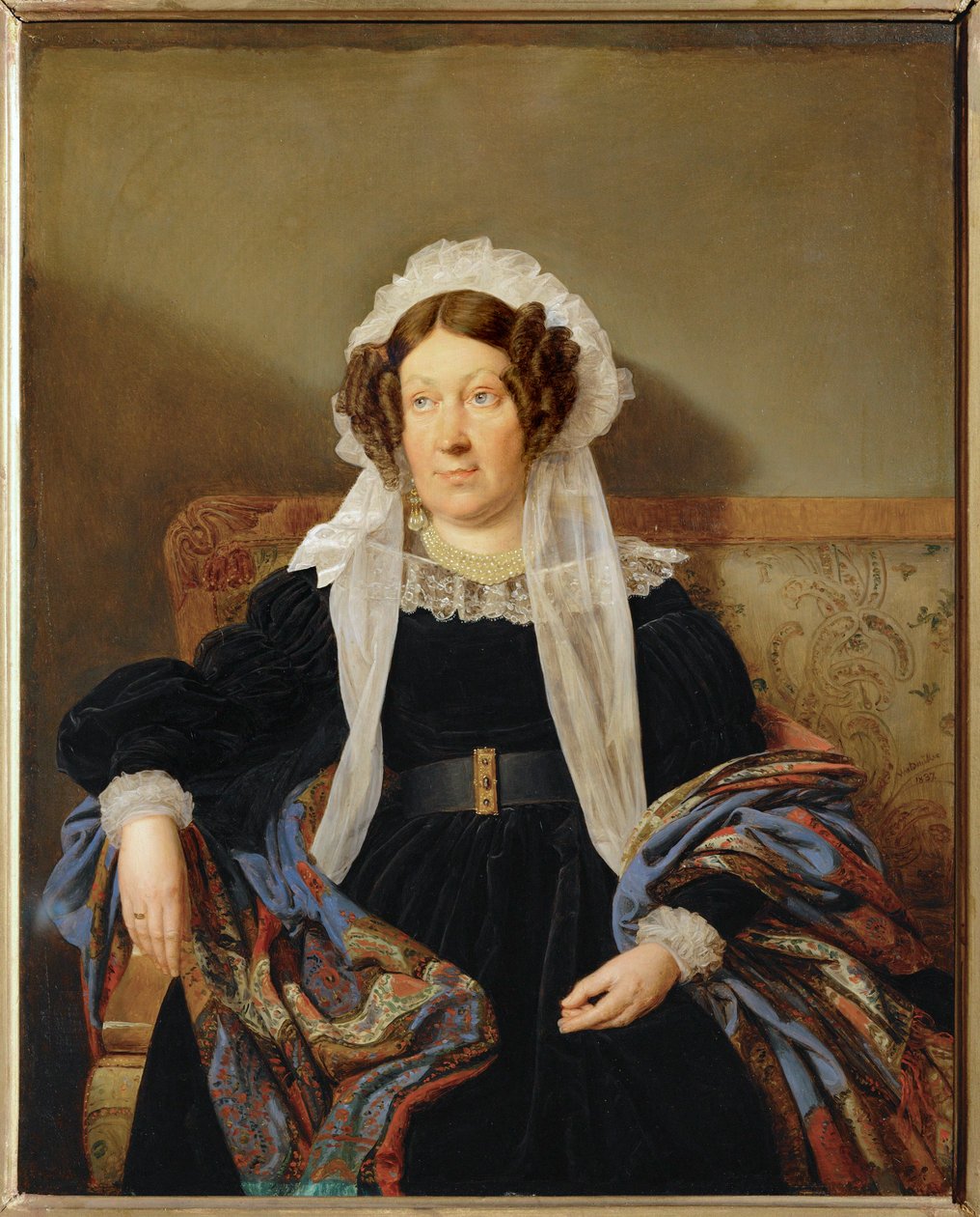 Josefine Schwartz von Mohrenstein, née Vicomtesse (peinture sur bois) - Ferdinand Georg Waldmuller