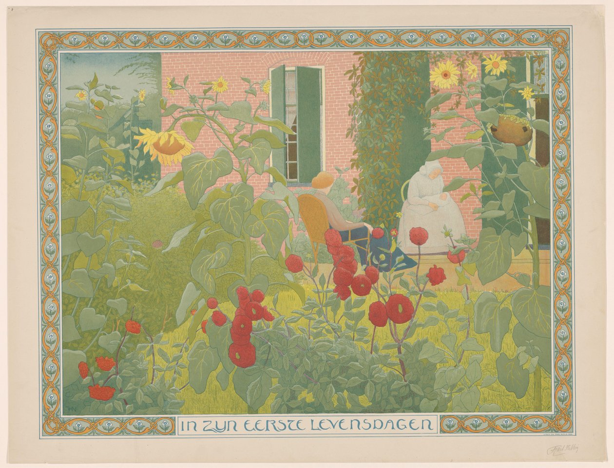 Deux femmes avec bébé - Ferdinand Hart Nibbrig (signed by artist)