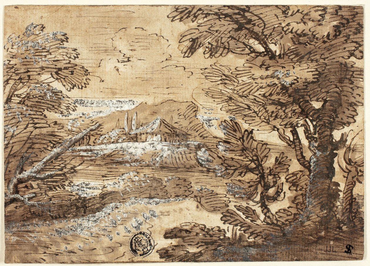 Paysage avec maison au loin - Ferdinand Kobell