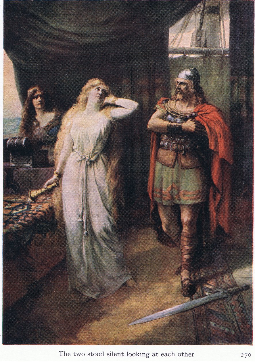 Les deux se regardèrent, illustration des Histoires des opéras de Wagner, pub. par George Harrap & Co Ltd 1932 - Ferdinand Lecke