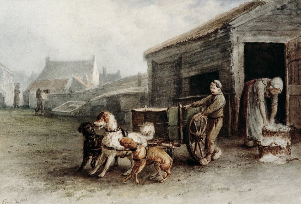 Un chien de voiture, Hollande, vers 1890 - Ferdinand Lintz