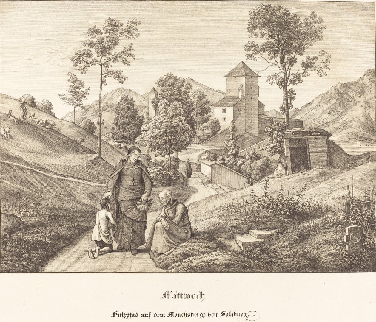 Mittwoch - Fusspfad auf dem Mönchsberge bey Salzburg - Ferdinand Olivier
