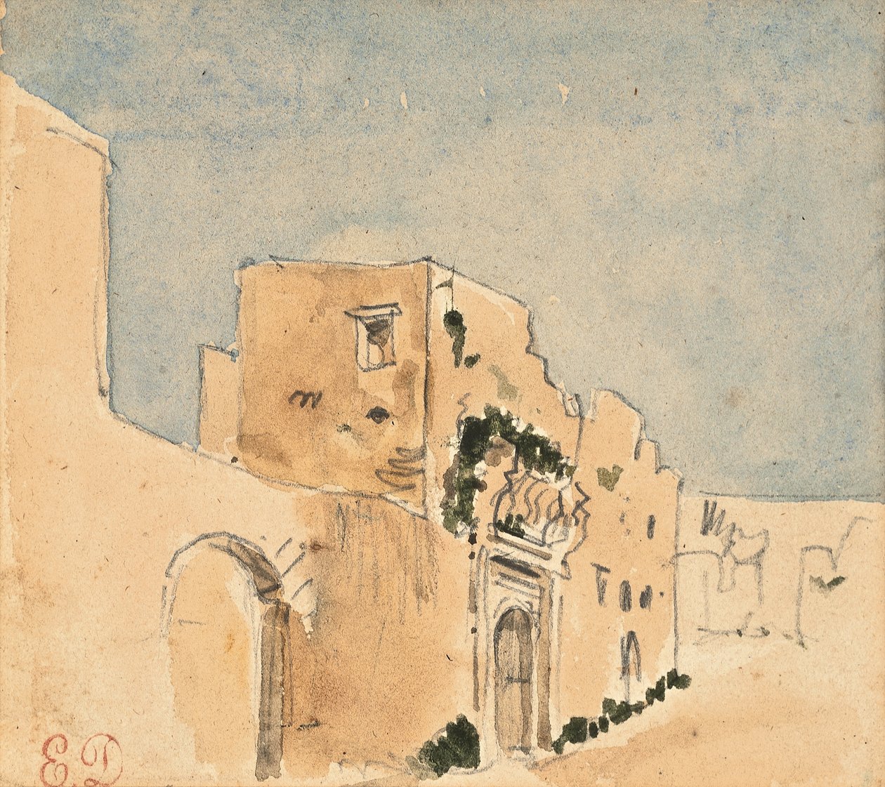 Un bâtiment marocain - Ferdinand Victor Eugene Delacroix