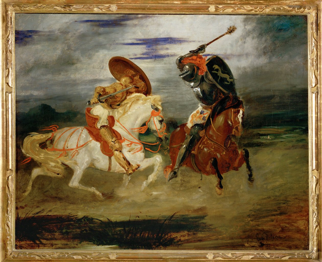 Combat de chevaliers dans la campagne - Un combat de chevaliers ... - Ferdinand Victor Eugene Delacroix