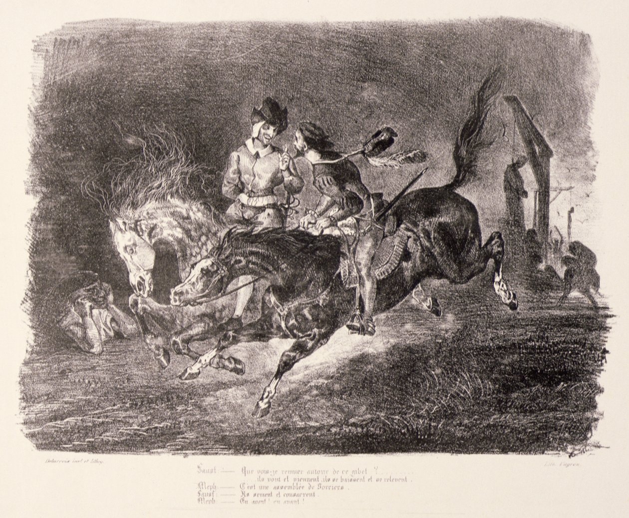 Faust et Méphistophélès galopant à travers la nuit du sabbat, 1828 - Ferdinand Victor Eugene Delacroix