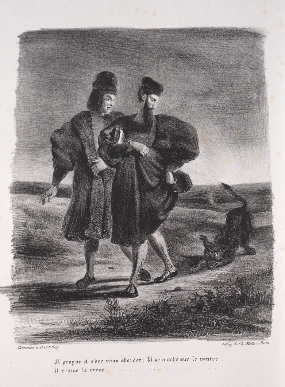 Illustrations pour Faust : Faust, Méphistophélès et le barbet, 1828 - Ferdinand Victor Eugene Delacroix