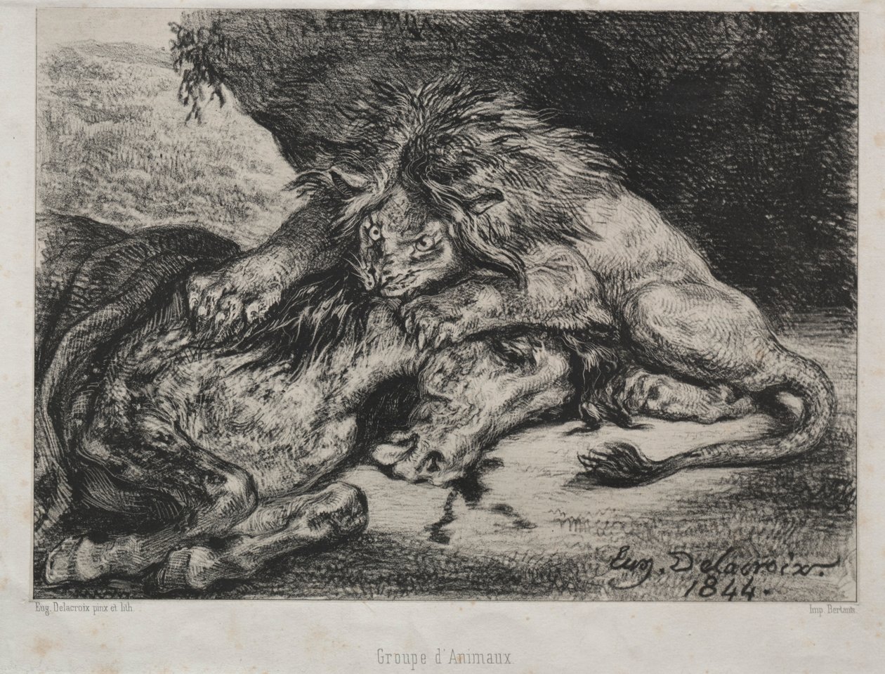 Lion dévorant un cheval, 1844 - Ferdinand Victor Eugene Delacroix