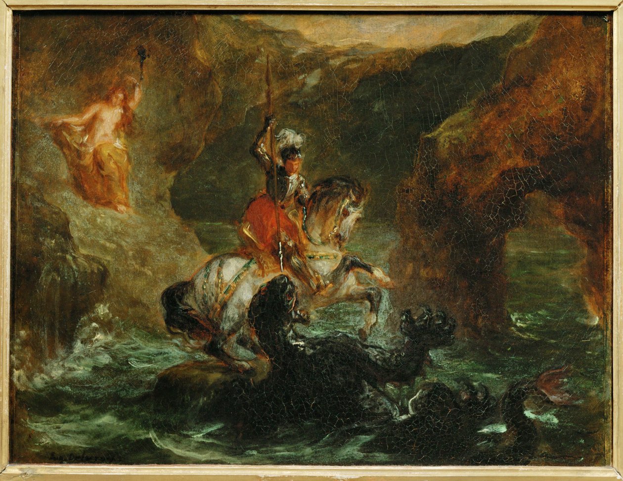 Saint Georges combattant le dragon, dit aussi Persee delivrant Andromede - Saint George fighting the dragon ... - Ferdinand Victor Eugene Delacroix