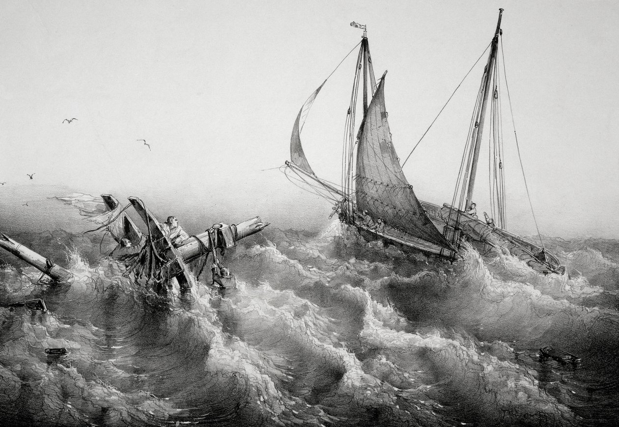 Après la tempête, lithographie par Ferdinand Perrot - Ferdinand Victor Perrot
