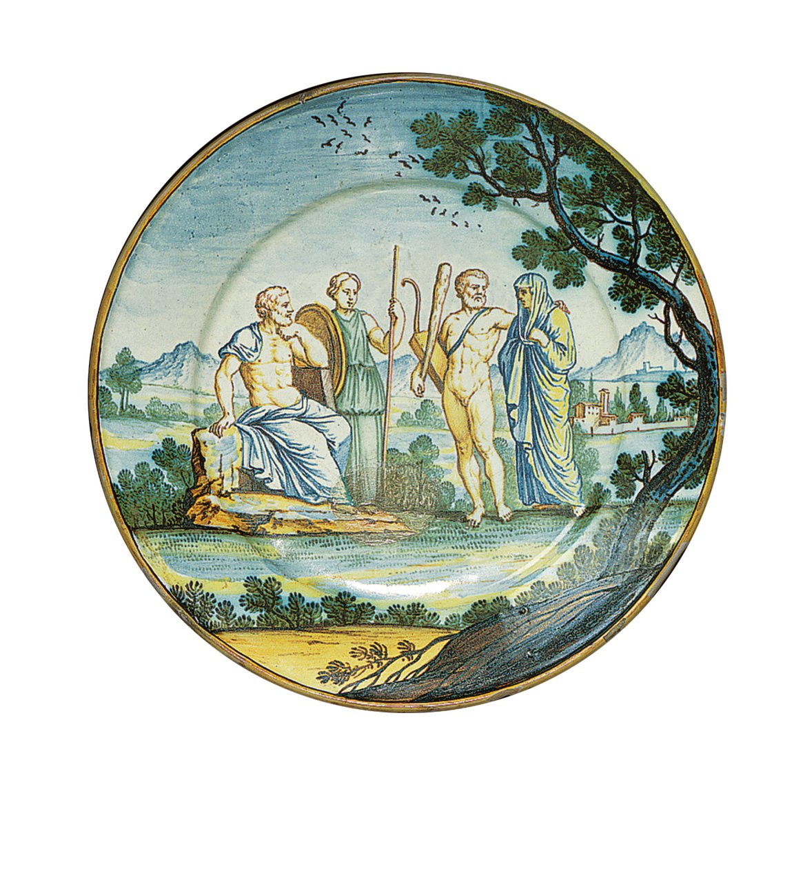 Assiette de Sienne, avec Hercule amenant Alceste devant le roi Admète, vers 1745 - Ferdinando Maria Campani