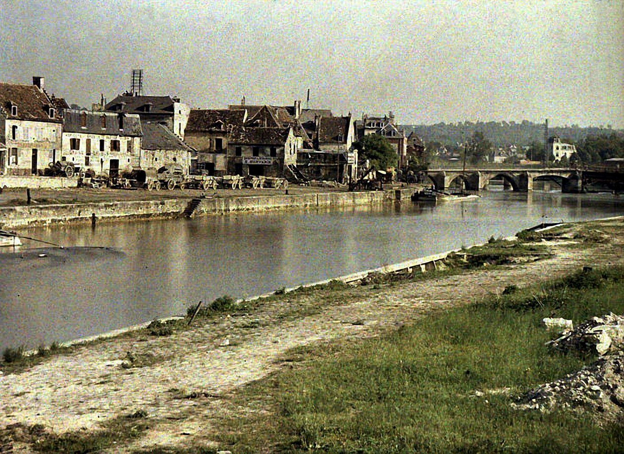 La rivière Aisne et le Pont des Anglais, Soissons, France, 1917 - Fernand Cuville