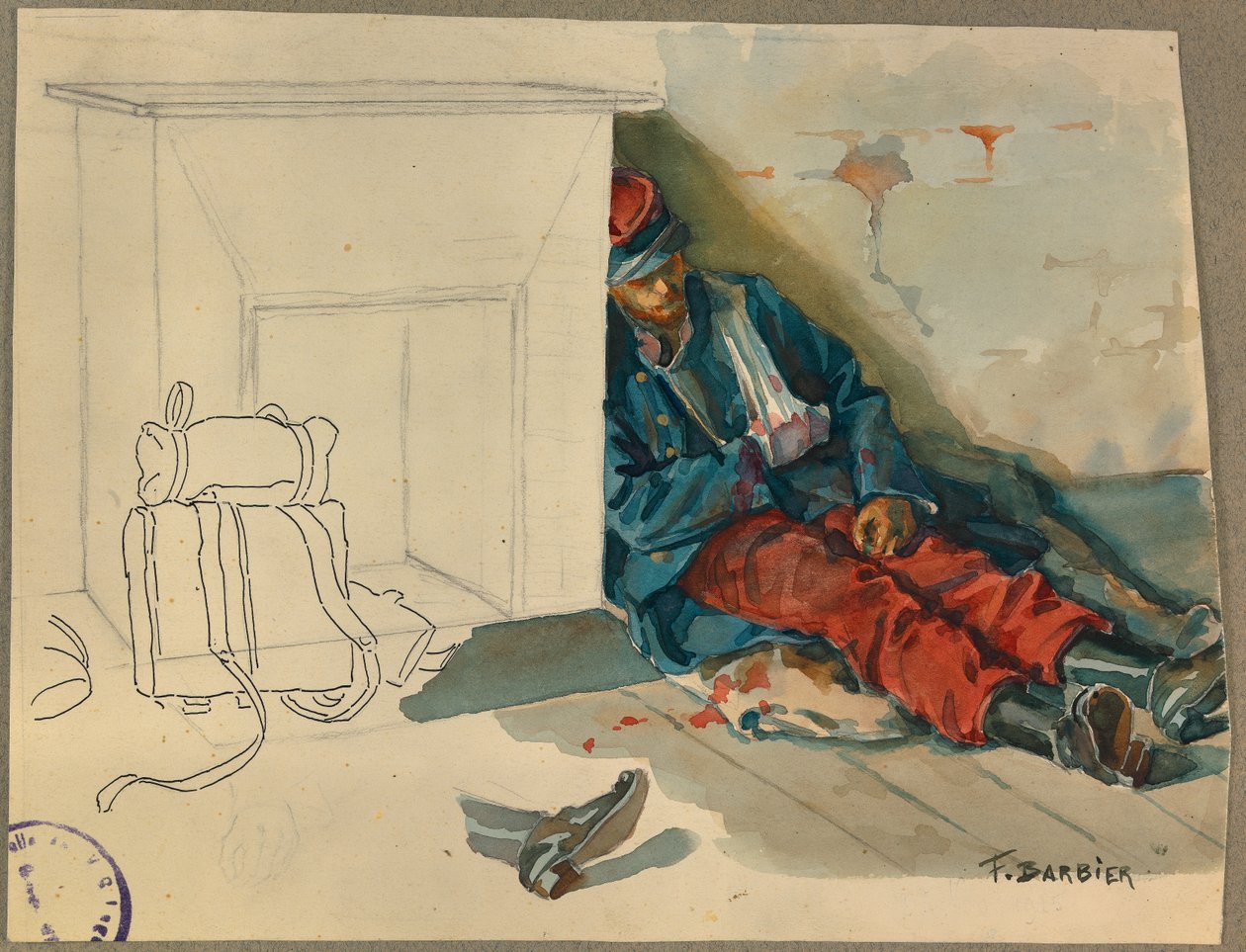 soldat blessé après la bataille de Vailly - Fernand Barbier