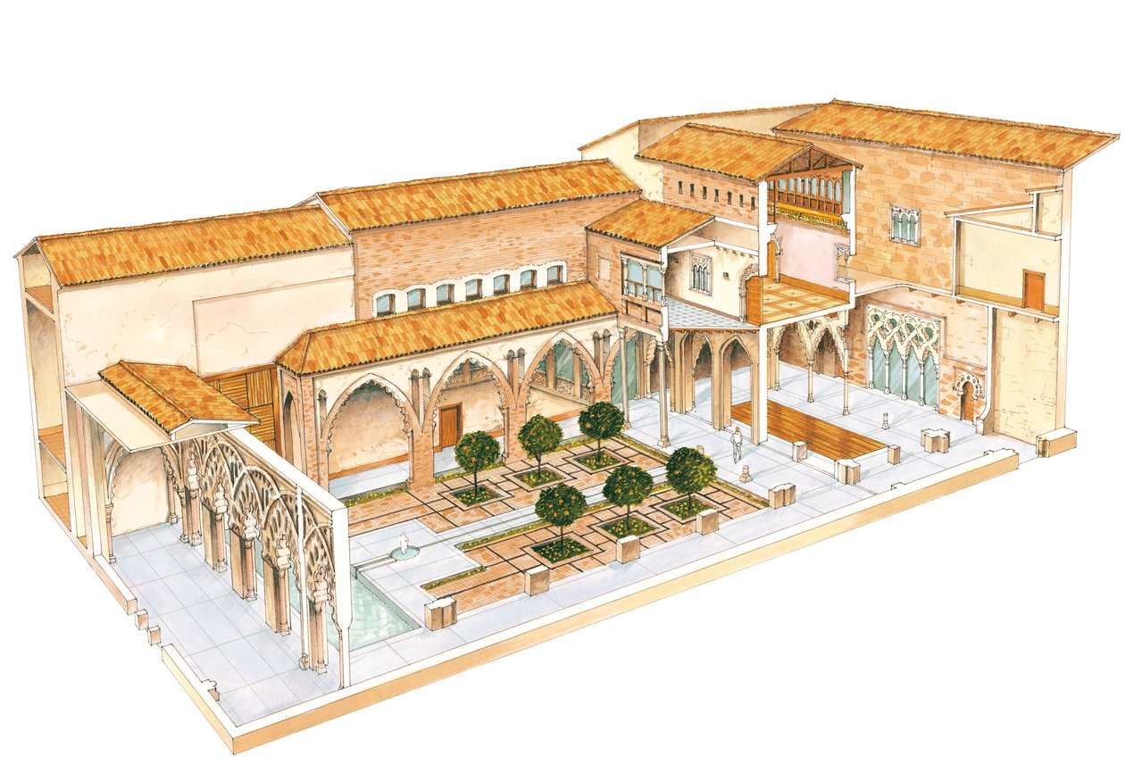 Aljaferia. Saragosse, Espagne. Palais islamique. Cour de Santa Isabel. - Fernando Aznar Cenamor