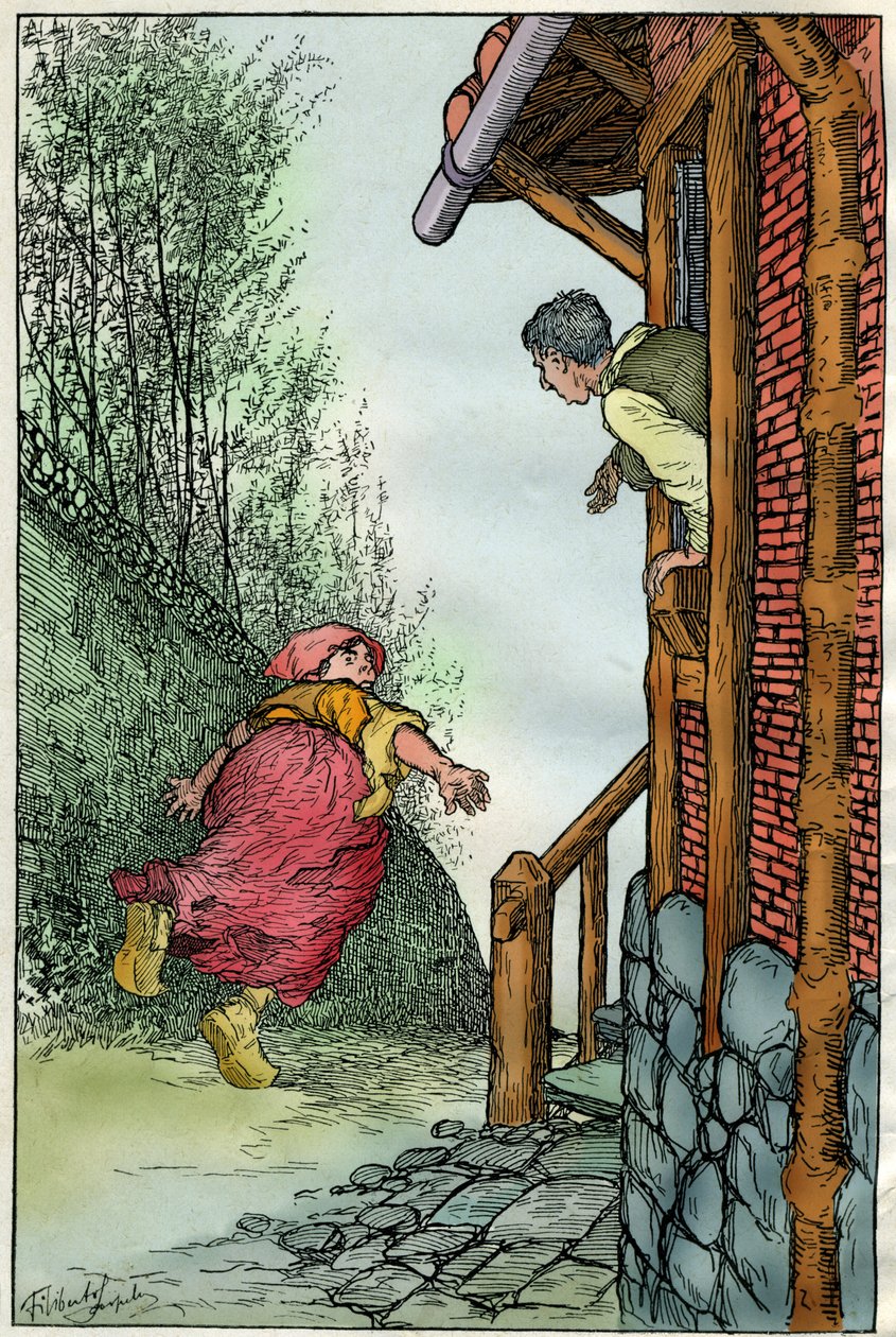 Illustration de Filiberto Scarpelli (1870-1933) pour la fable "Toniotta la stolta "" (Toniotta la foolta) tirée d