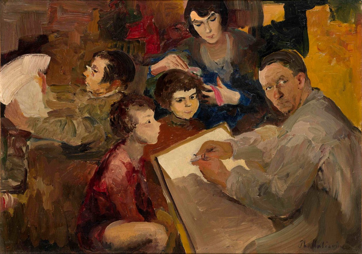 Autoportrait avec la famille - Filipp Andreevich Maliavin