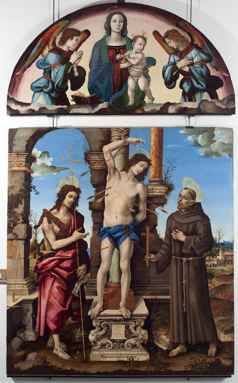 Saint Sébastien entouré de Saint Jean-Baptiste et de Saint François d