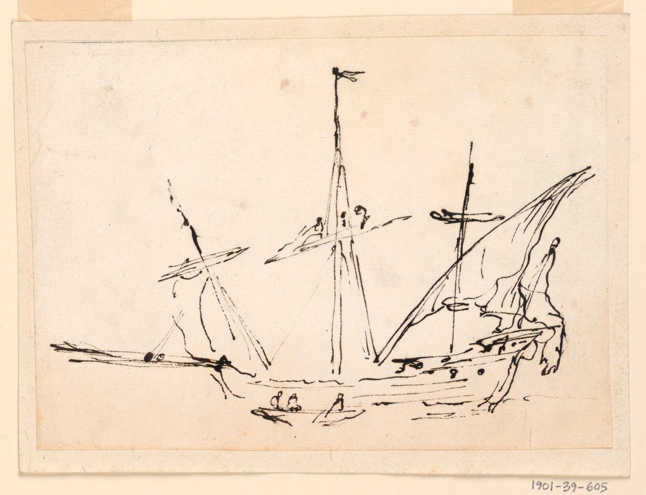Dessin, un bateau à voile, 1770-1800 - Filippo Marchionni