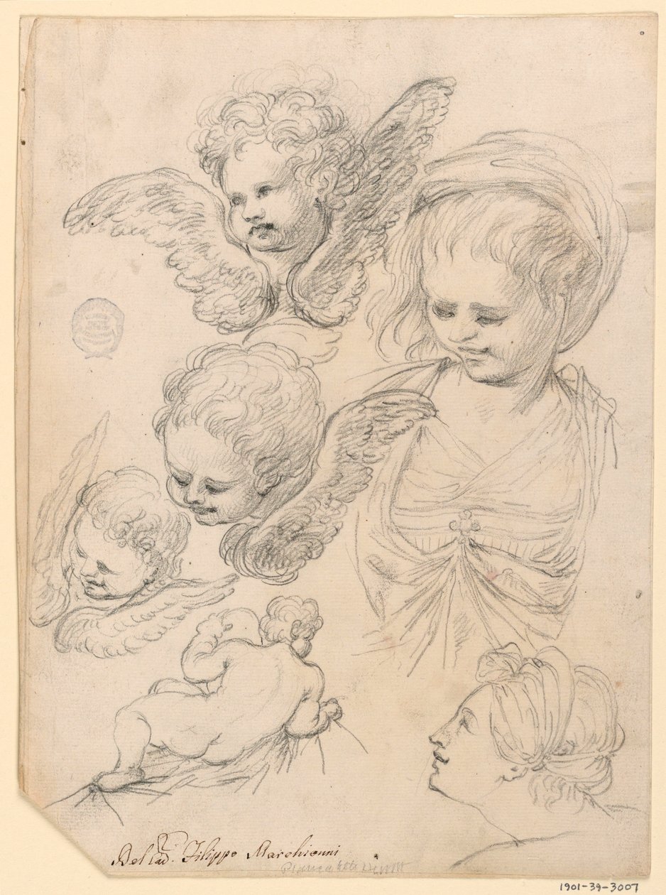 Dessin, études pour une représentation religieuse, 1725-40 - Filippo Marchionni