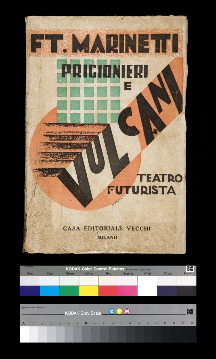 Futurisme : couverture de "Prigionieri e Vulcani" - Filippo Tommaso Emilio Marinetti
