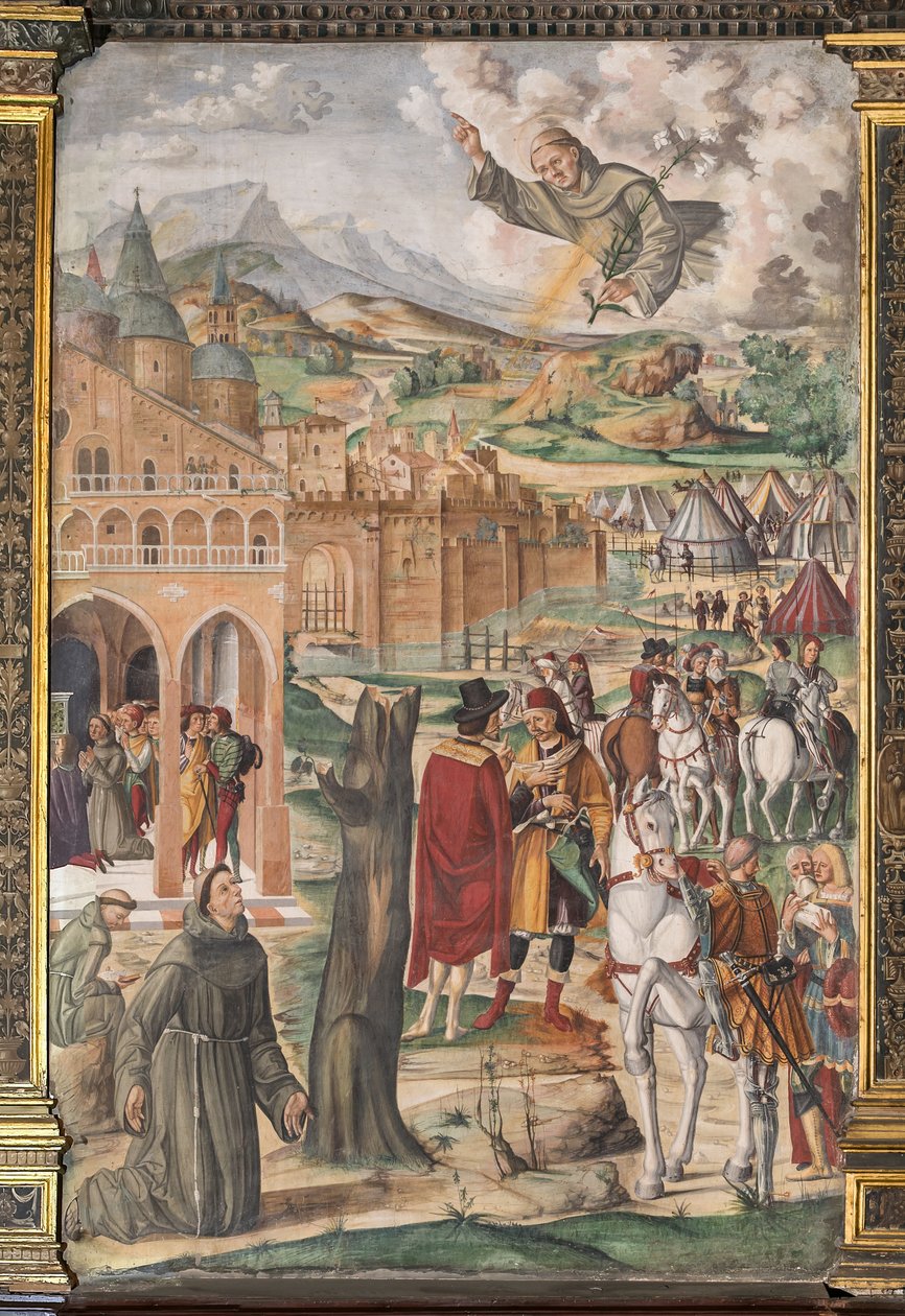Le Saint apparaissant au bienheureux Luca Belludi prédisant la libération de Padoue, École du Saint - Filippo da Verona