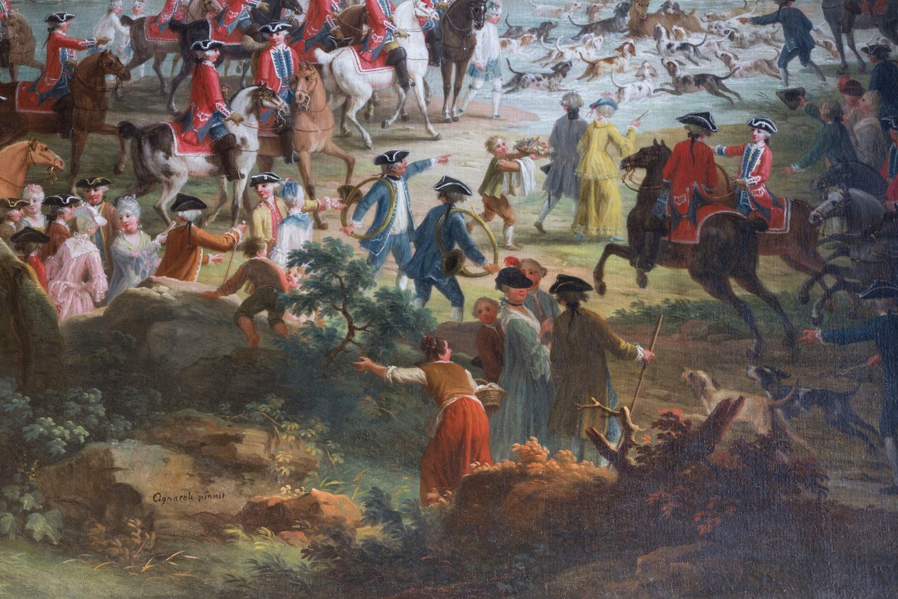 Chasse au cerf, par Vittorio Amedeo Cignaroli, salle des écuyers, Résidence de chasse, par Filippo Juvarra, Stupinigi, Piémont, Italie - Filippo or Juvara Juvarra