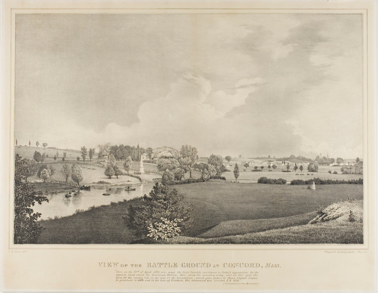 Vue du champ de bataille à Concord, Massachusetts - Fitz Henry Lane