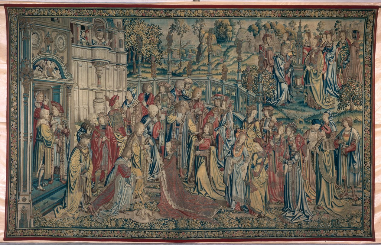 Bethsabée ordonnée au palais, Tapisserie de David et Bethsabée, c.1510-15 - Flemish School