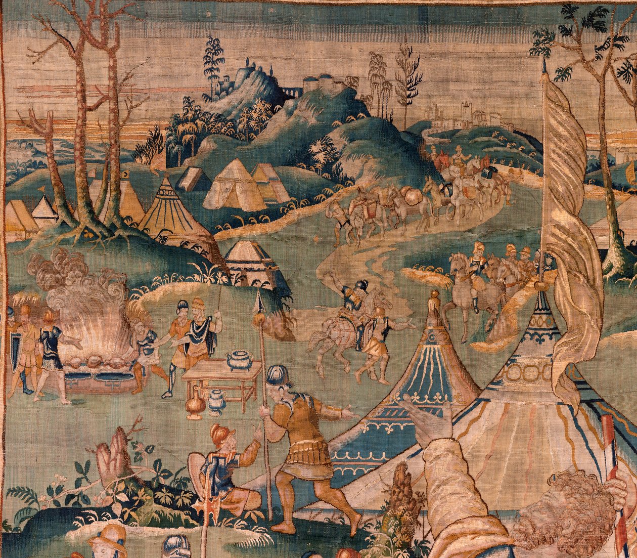 Tapisserie flamande. Camp militaire près de la rivière Granikos. Atelier d