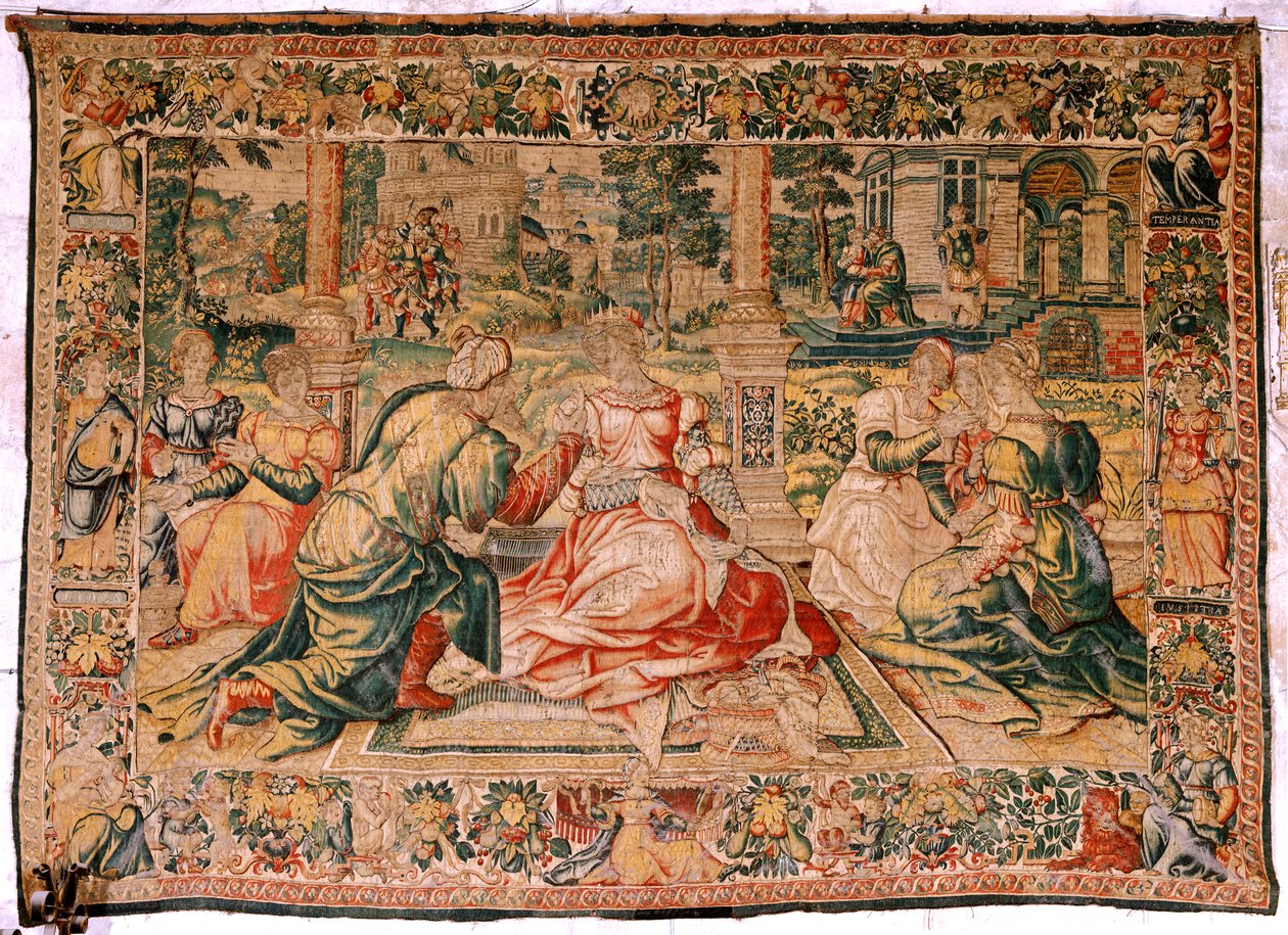 Tapisserie flamande. Série Marc Antoine et Cléopâtre. Cléopâtre et sa cour. Modèle Carton attribué à Pieter Coecke van Aelst. Manufacture Bruxelles(?). Seconde moitié du 16ème siècle. - Flemish School