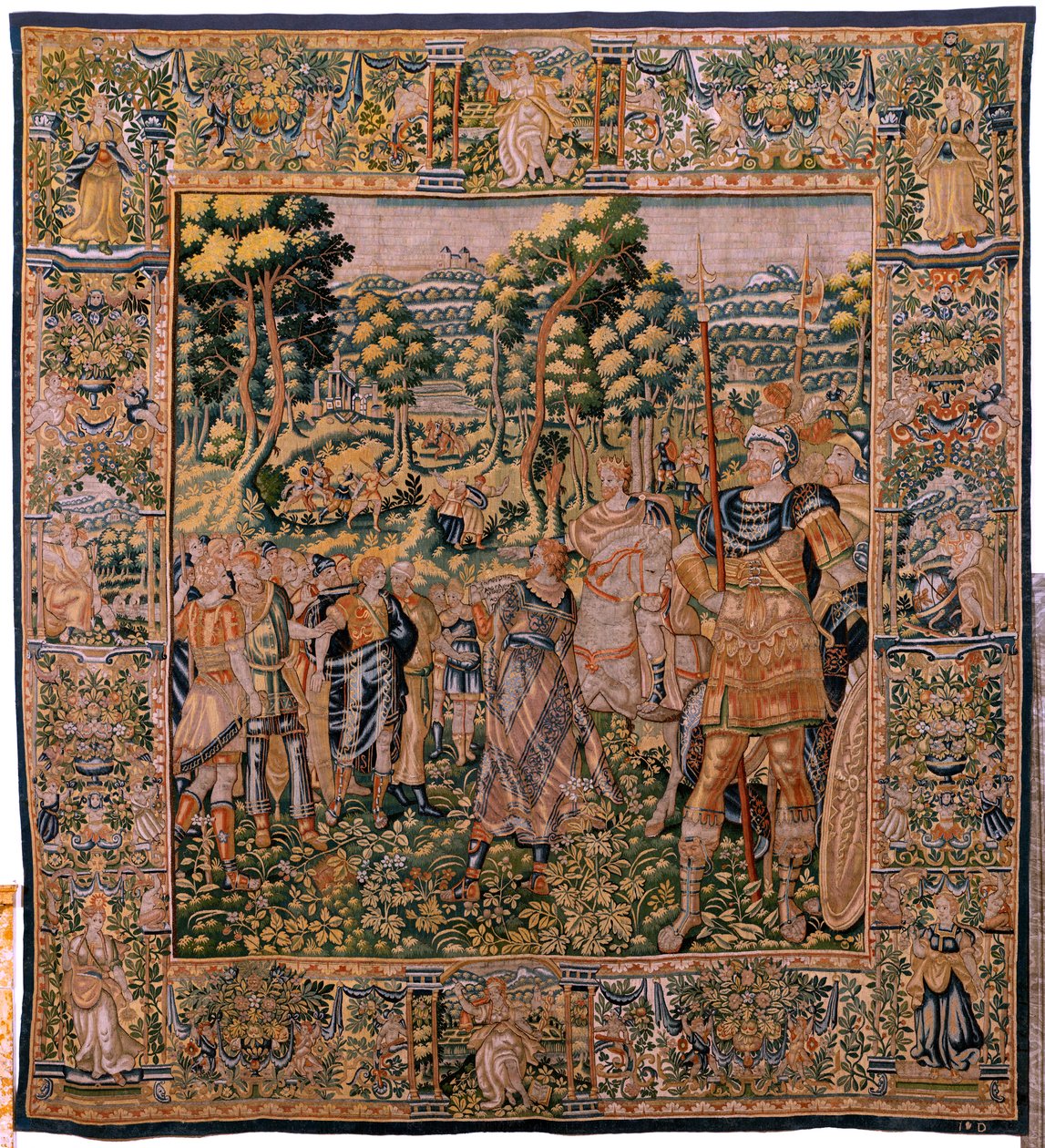 Tapisserie flamande. Série Histoire de Cyrus. Astyage reconnaît Cyrus. Anonyme, basé sur Michiel Coxcie. Atelier Anvers. Soie et laine. Vers 1590. - Flemish School