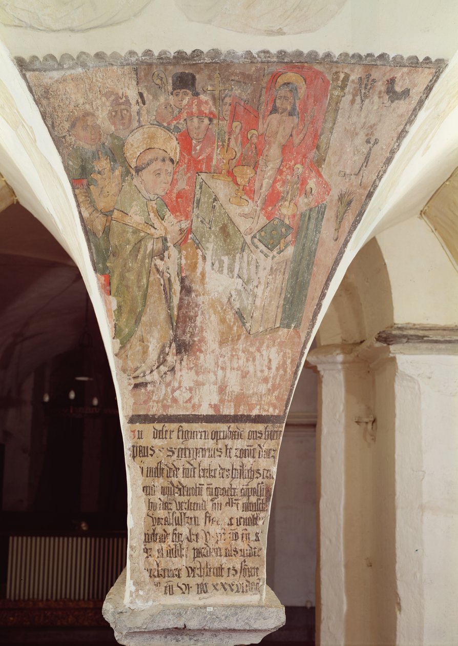 Messe de Saint Grégoire, fresque de la crypte - Flemish School