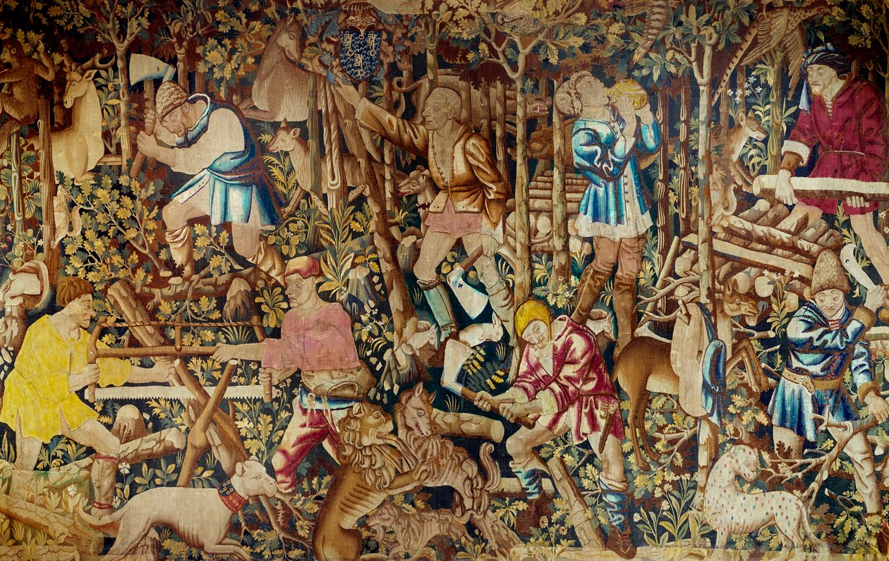 Scènes de moisson et de bûcheron. Tapisserie de l