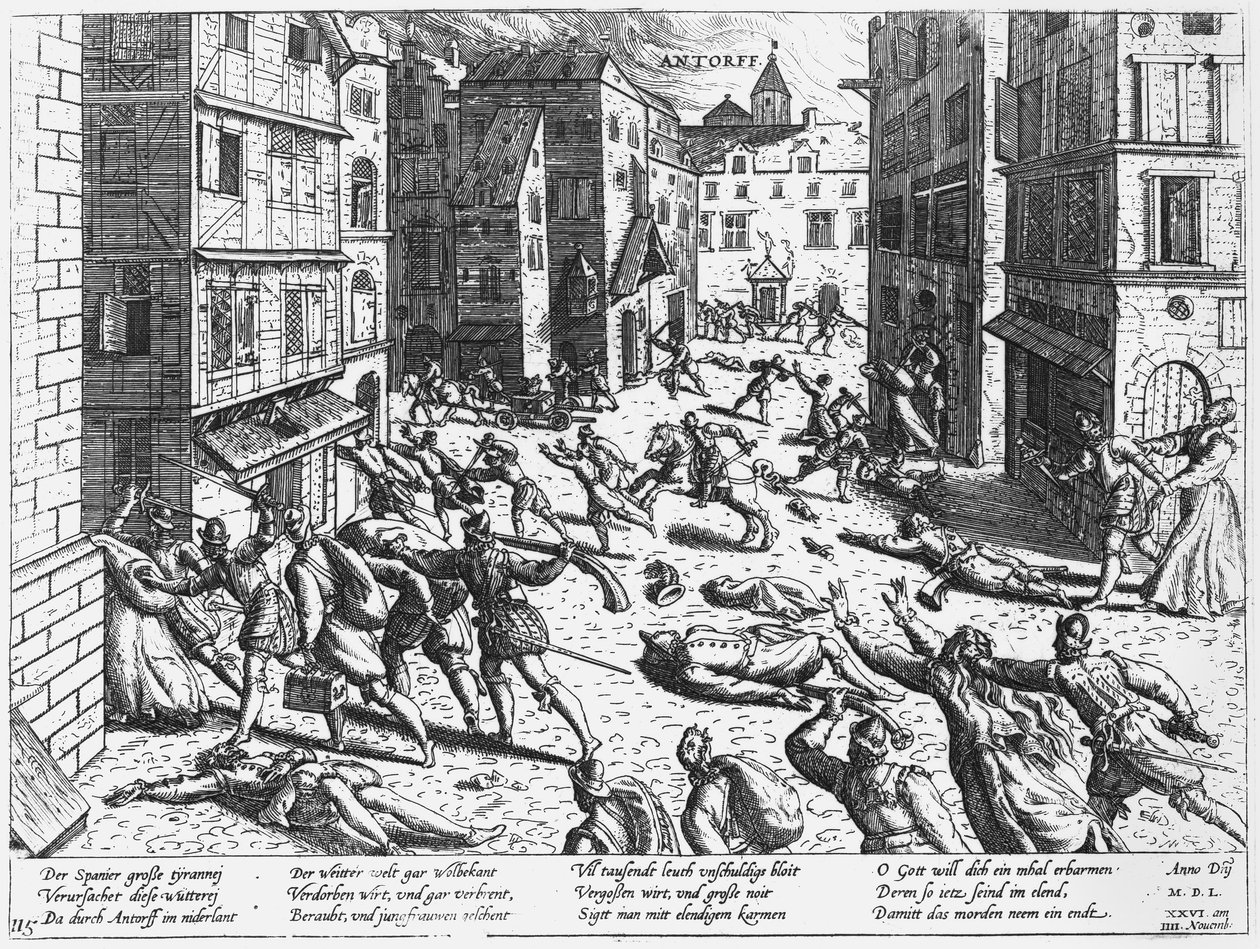 Scènes de la fureur espagnole à Anvers, 1576 - Flemish School