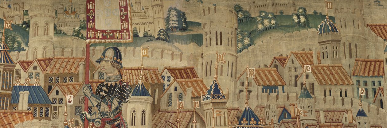 Tapisserie montrant les conquêtes du roi Alphonse V du Portugal (Conquistas de Alfonso V de Portugal), Tournai. Détail. - Flemish School