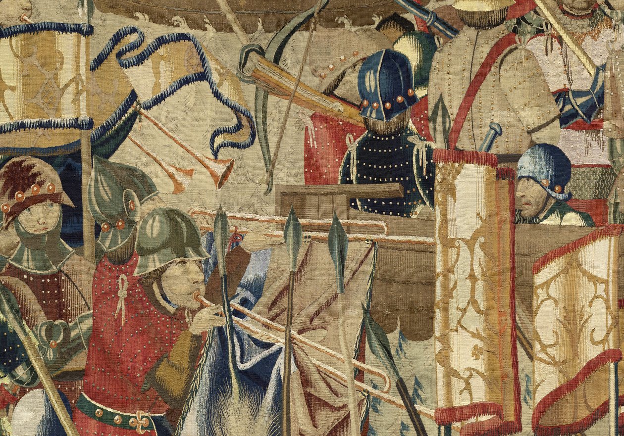 Tapisserie montrant les conquêtes du roi Alphonse V de Portugal, Tournai. Détail. - Flemish School