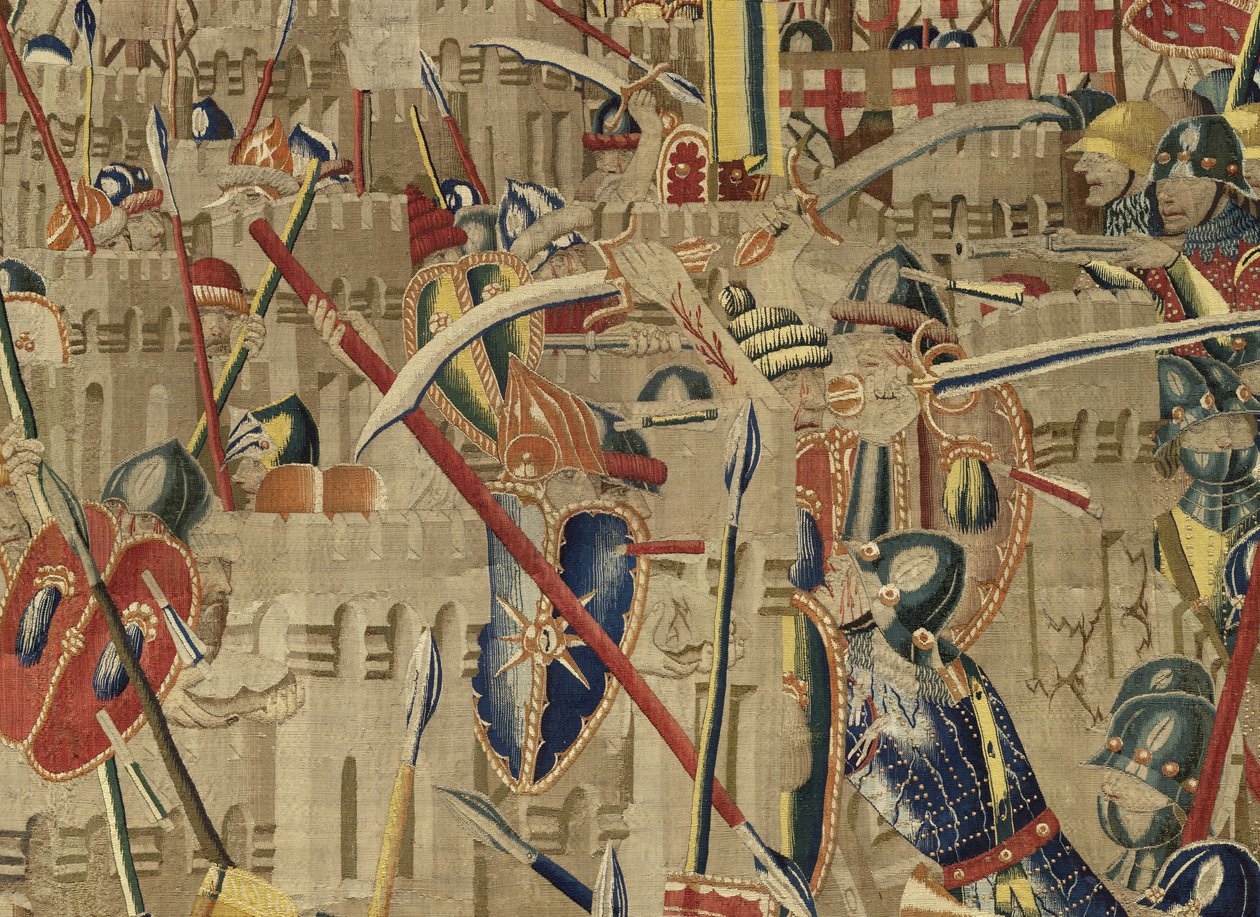 Tapisserie montrant les conquêtes du roi Alphonse V du Portugal, Tournai (détail) - Flemish School