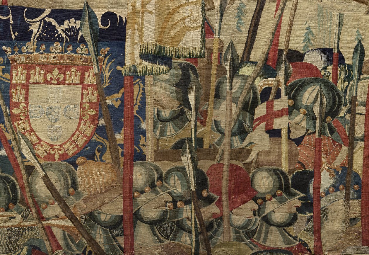 Tapisserie montrant les conquêtes du roi Alphonse V du Portugal (Conquistas de Alfonso V de Portugal), Tournai. (détail) - Flemish School