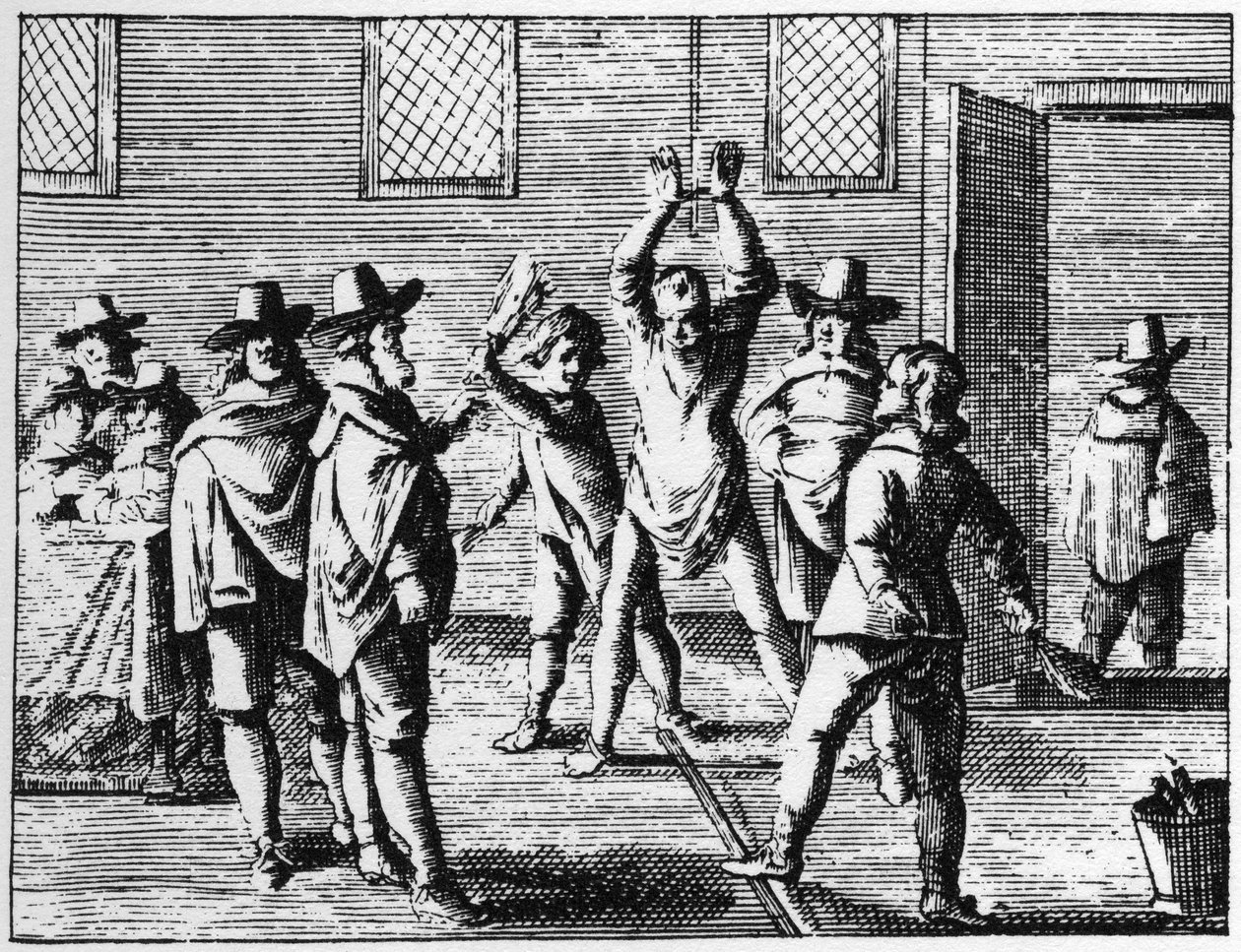 Sorcier fouetté par des enfants - Gravure de 1725 dans « La Sorcellerie démasquée » par Abraham Palingh - Flemish School