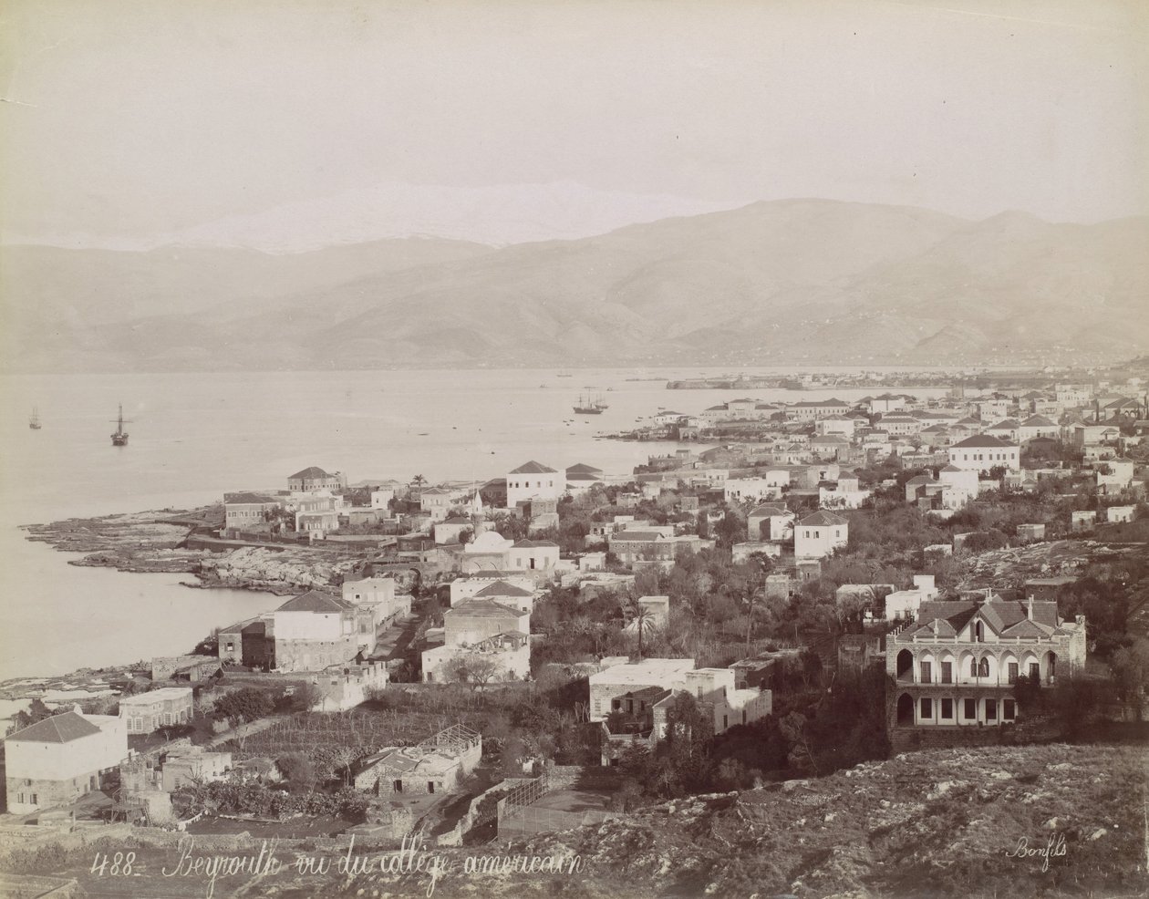 Beyrouth. Vu du collège américain, vers 1870 - Félix Bonfils