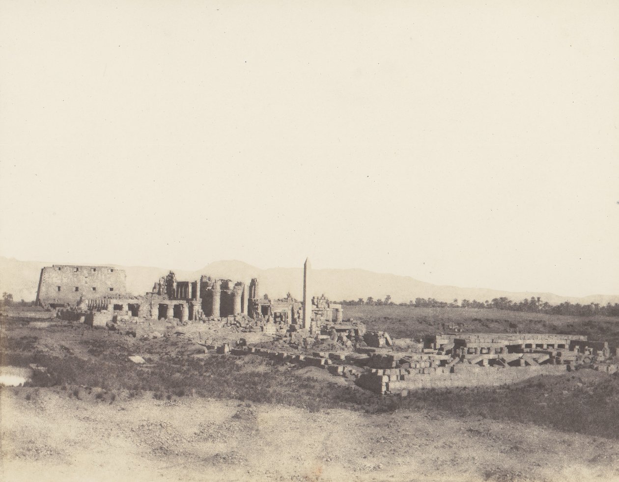 Karnak Thèbes, Vue Générale des Ruines Prise du Sud-Est, en T, 1851-52, imprimé 1853-54 - Félix Teynard