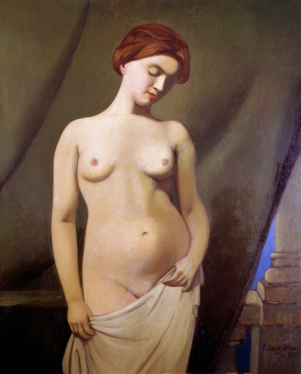 Nu féminin, rideau vert - Félix Vallotton