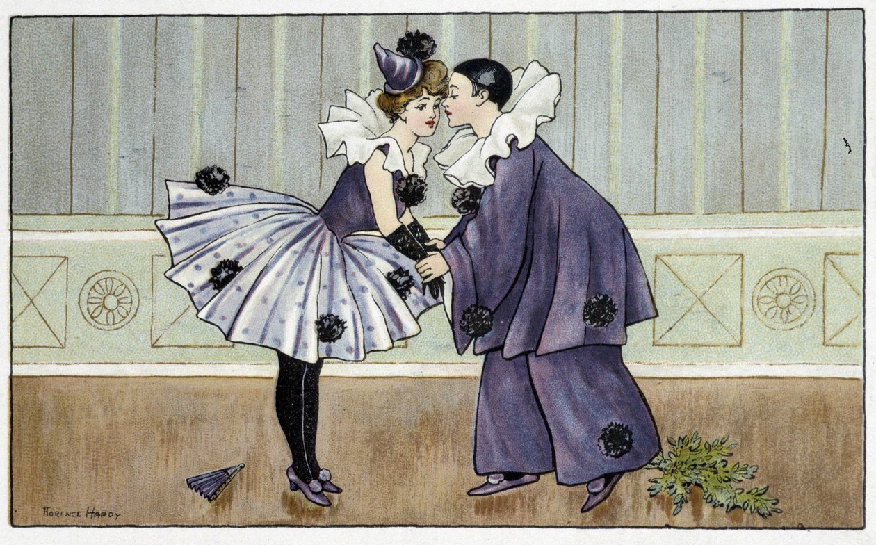 Pierrot et Colombine - dess. par Florence Hardy, début XXe siècle - Florence Hardy