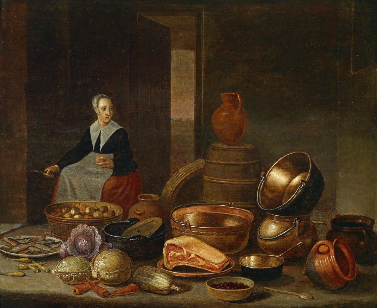 Intérieur de cuisine avec servante - Floris Gerritsz van Schooten