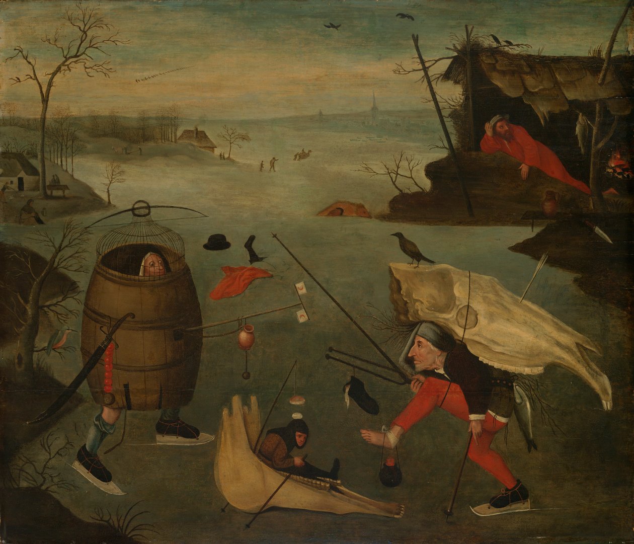 Duel grotesque sur la glace - Follower of Hieronymus Bosch