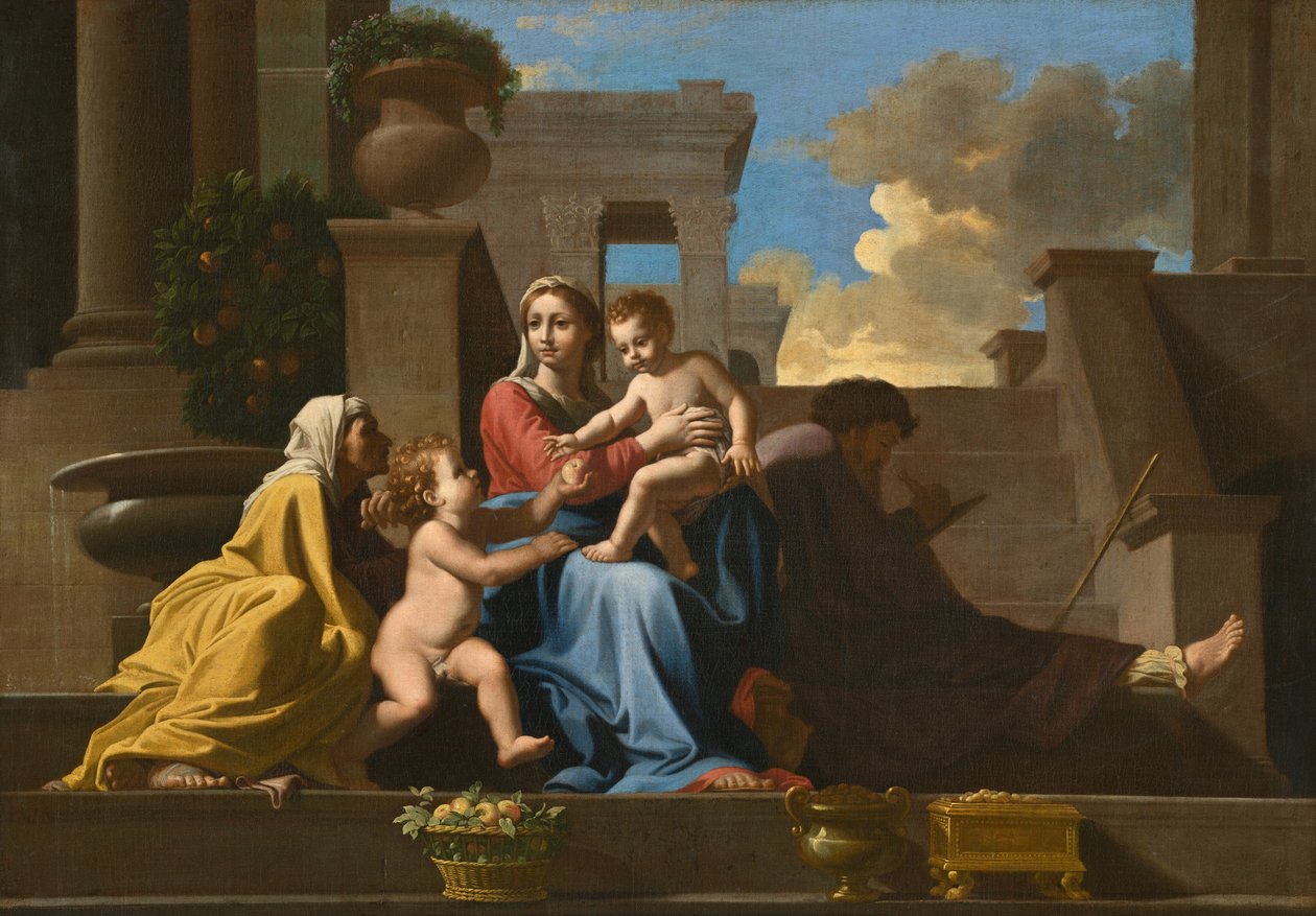 La Sainte Famille sur les marches - Follower of Nicolas Poussin
