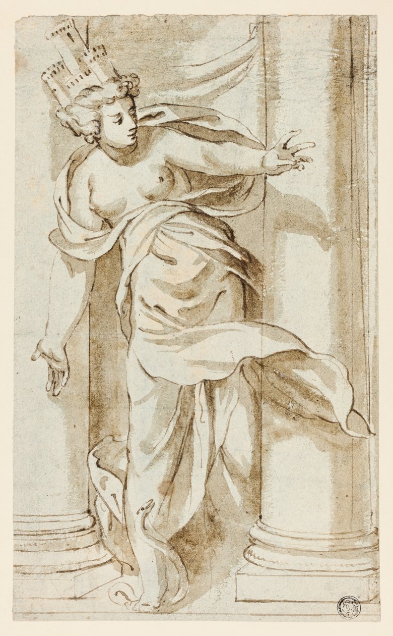 Cybèle marchant sur un serpent - Follower of Paolo Farinato