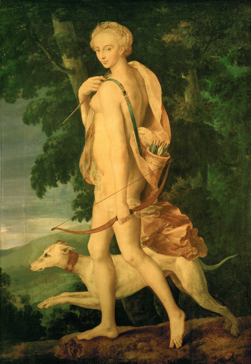 Diane chasseresse - Diana hunting. La Diane est Diane de Poitiers. Le tableau est inspiré d