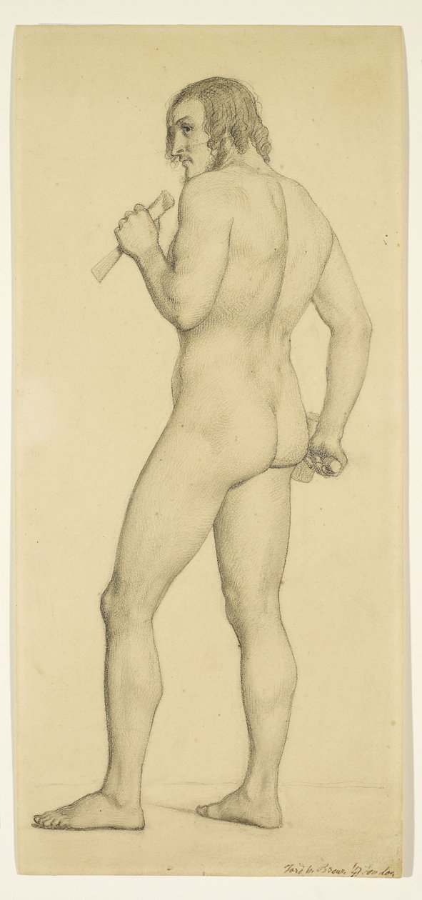 Homme - Nu académique Étude posée en tant que sculpteur - Ford Madox Brown