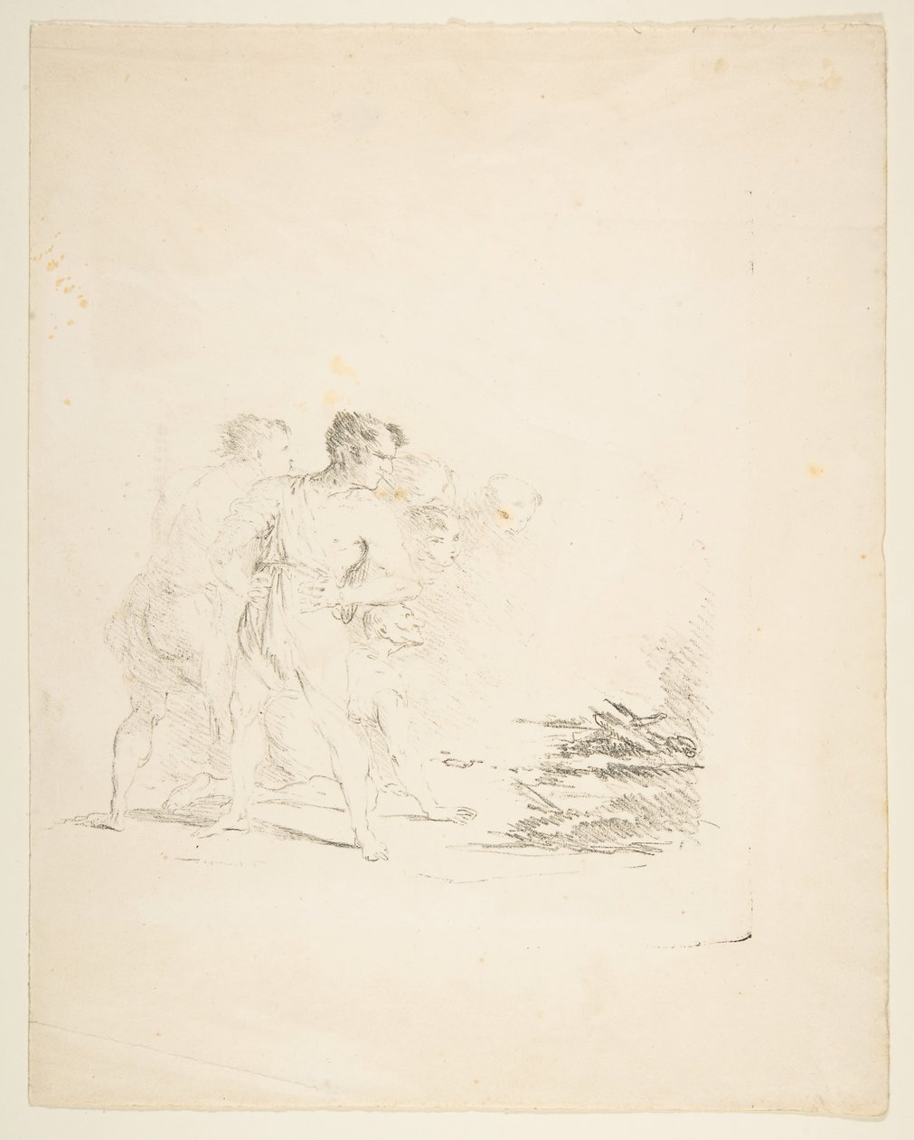 Hommes crachant sur un feu, vers 1820-1850 - Formerly attributed to Goya