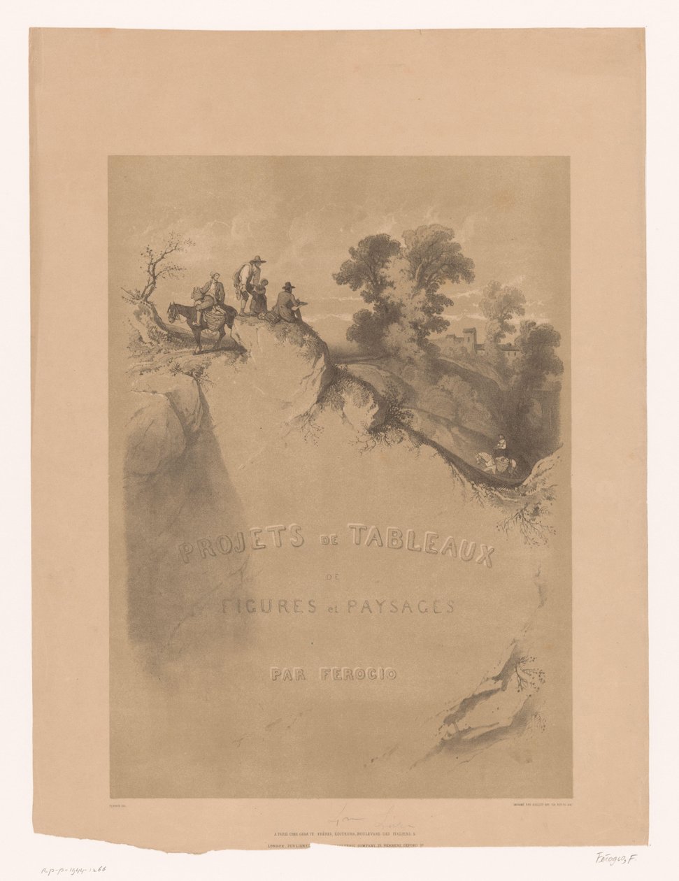 Page de titre avec paysage rocheux et voyageurs le long d
